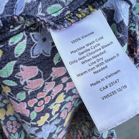 Talbots Blue Floral Size 14 Dress Key Hole Light Weight Short Sleeve Peasant - Picture 4 of 5